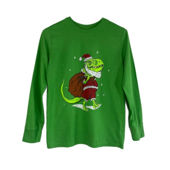 Cat & Jack Kids Santa T-Rex Christmas Long Sleeve Tee - Picture 1 of 5